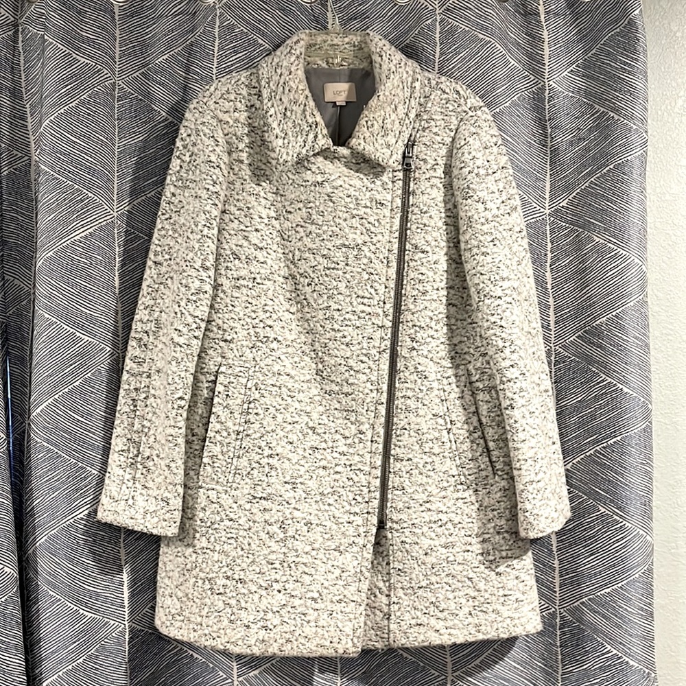 Womens white wool blend winter dress coat